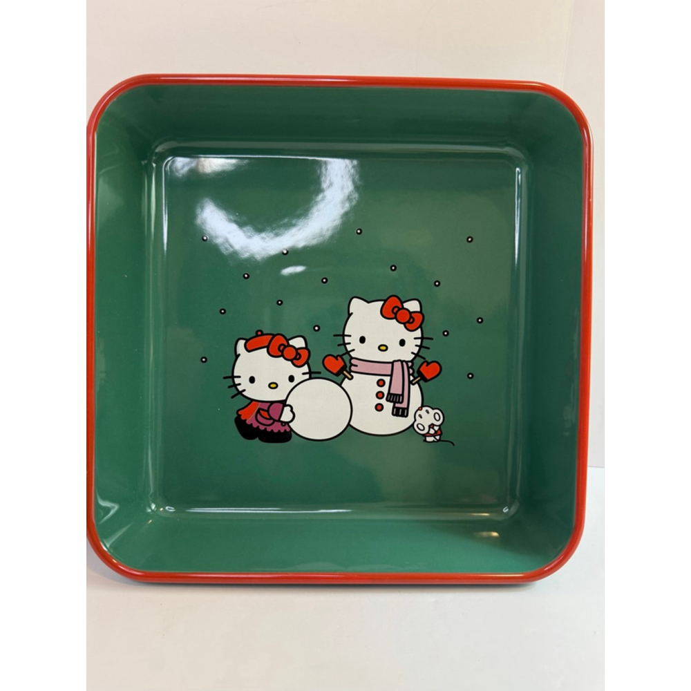 Hello Kitty Green Christmas Ceramic Baking Dish 9”x9”